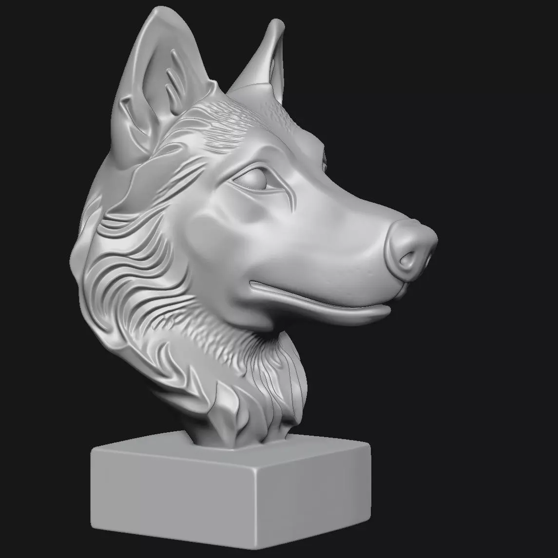 Dog head sculpture 3D print model_2