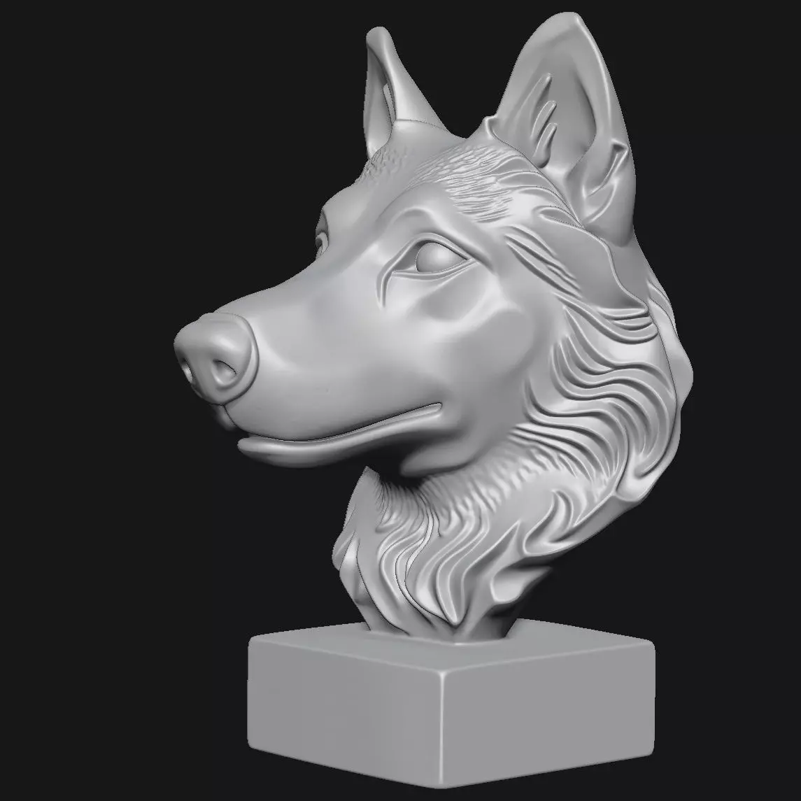 Dog head sculpture 3D print model_6