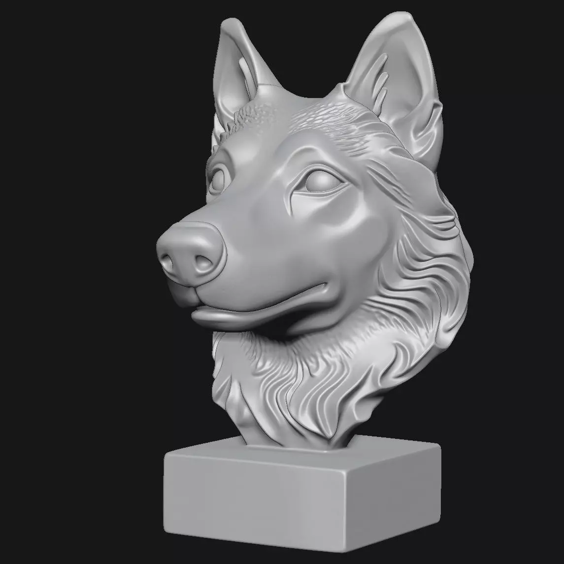 Dog head sculpture 3D print model_7