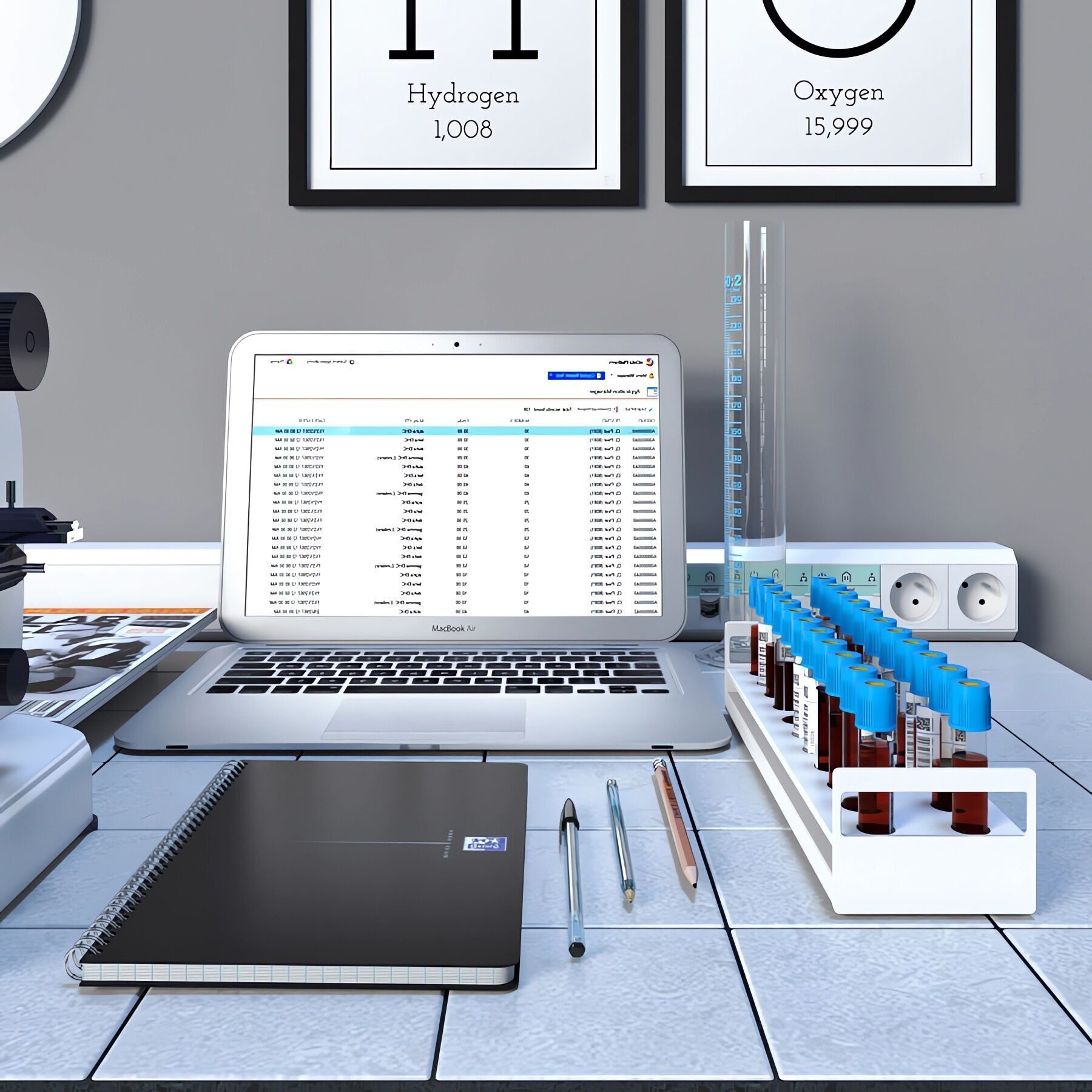 In the Laboratory 02 - Desk with microscope and laptop 3D model_3