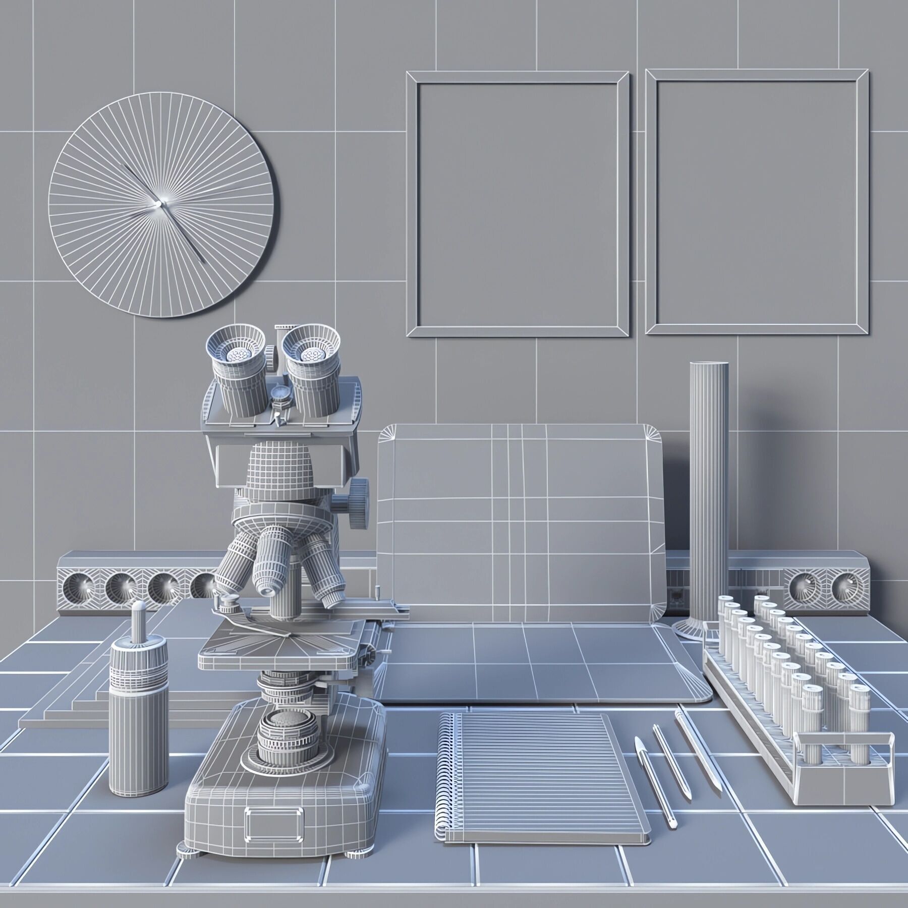 In the Laboratory 02 - Desk with microscope and laptop 3D model_5