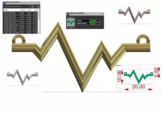 stl 3dm Gold Plaque Heartbeat Bar gp0420