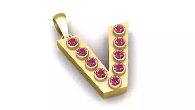 V ALPAHBETS PENDANT   3d printable model 
