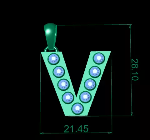 V ALPAHBETS PENDANT 3d printable model 3D print model_4