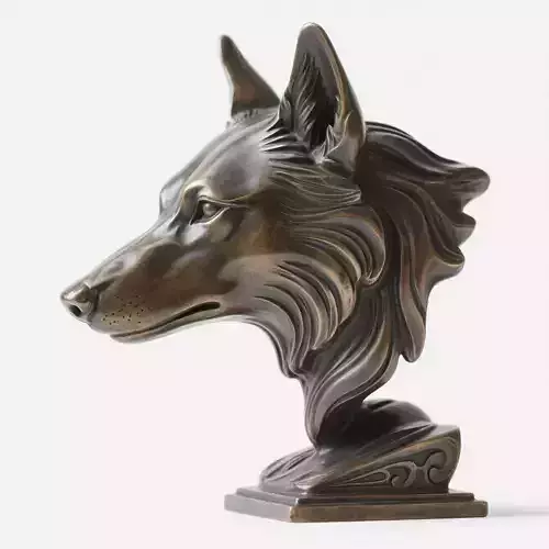 Dog head sculpture
