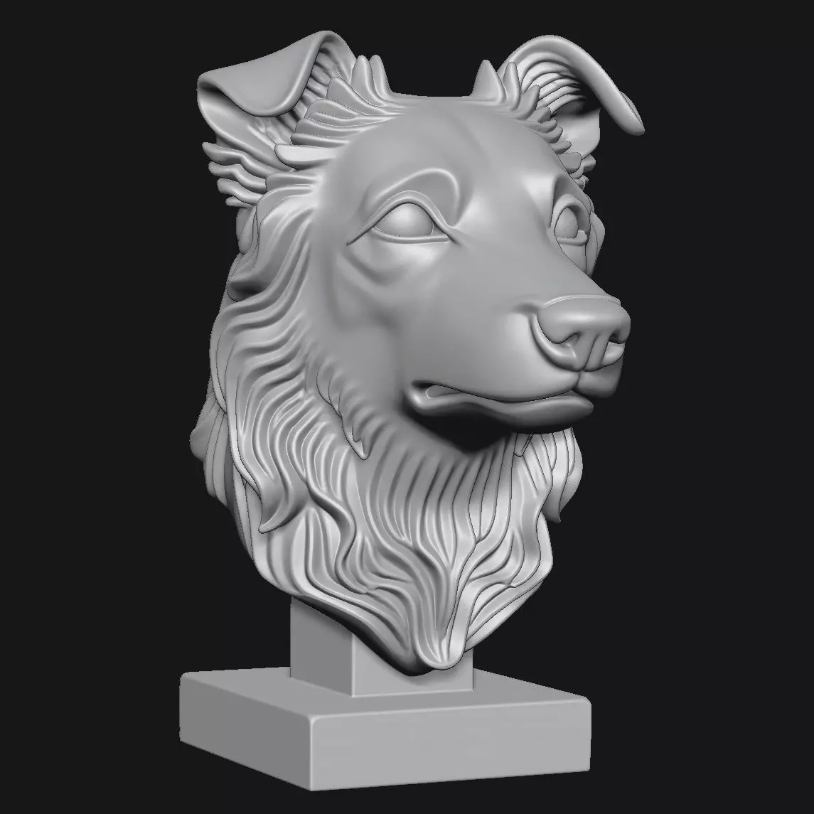 Dog head sculpture 3D print model_6