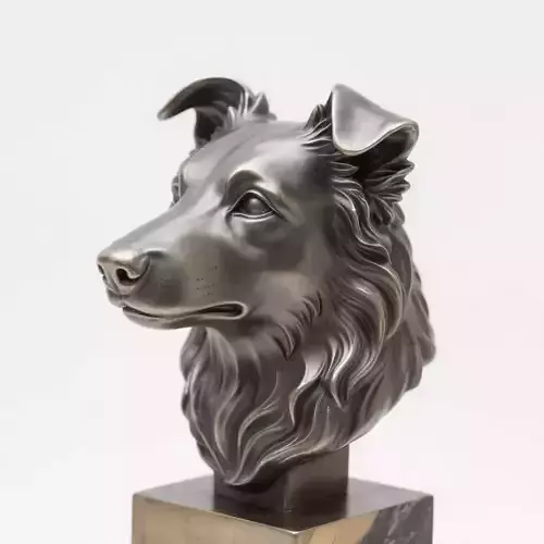 Dog head sculpture