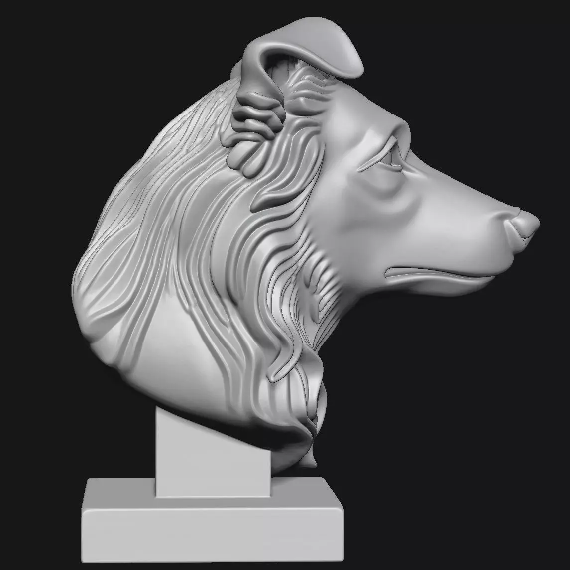 Dog head sculpture 3D print model_5
