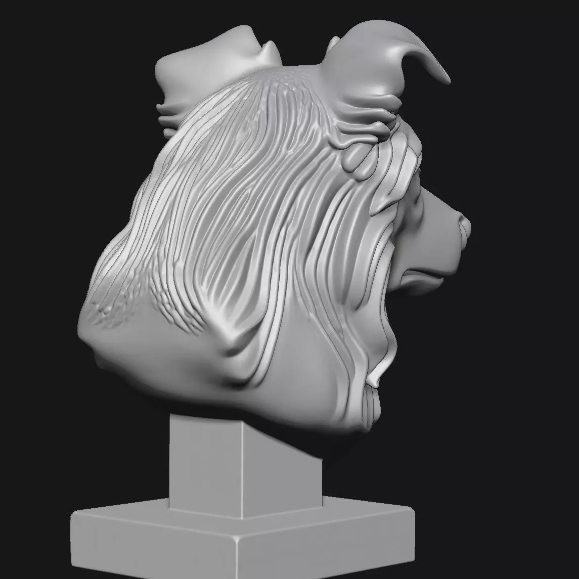 Dog head sculpture 3D print model_4