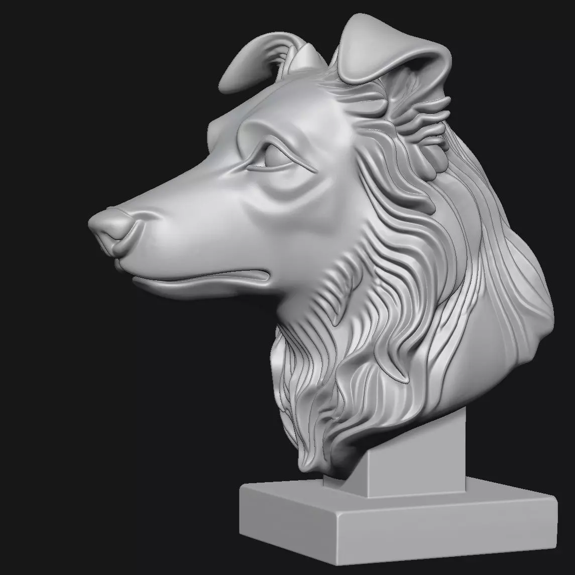Dog head sculpture 3D print model_2