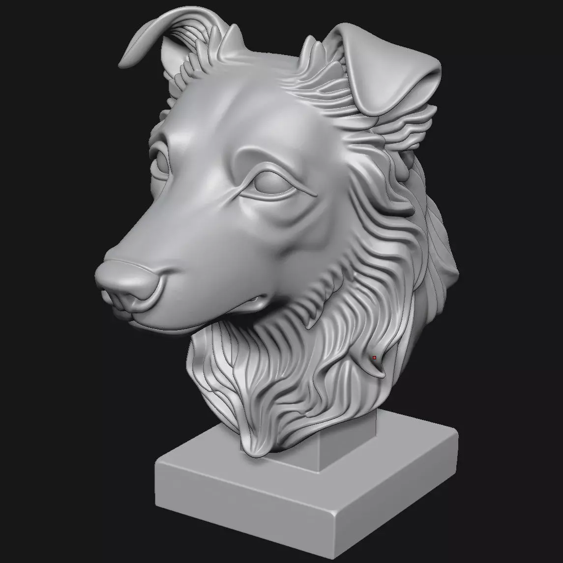 Dog head sculpture 3D print model_8