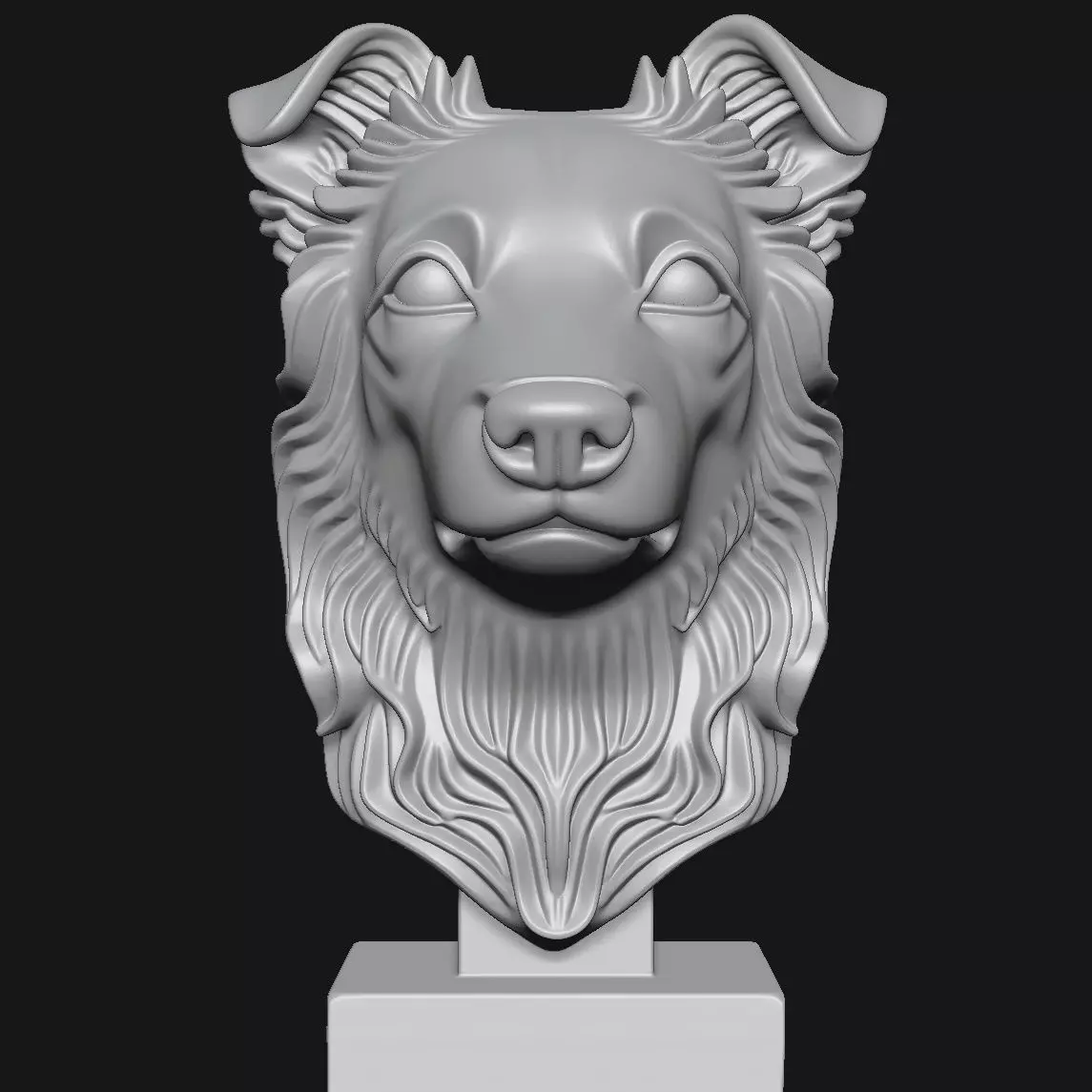 Dog head sculpture 3D print model_7