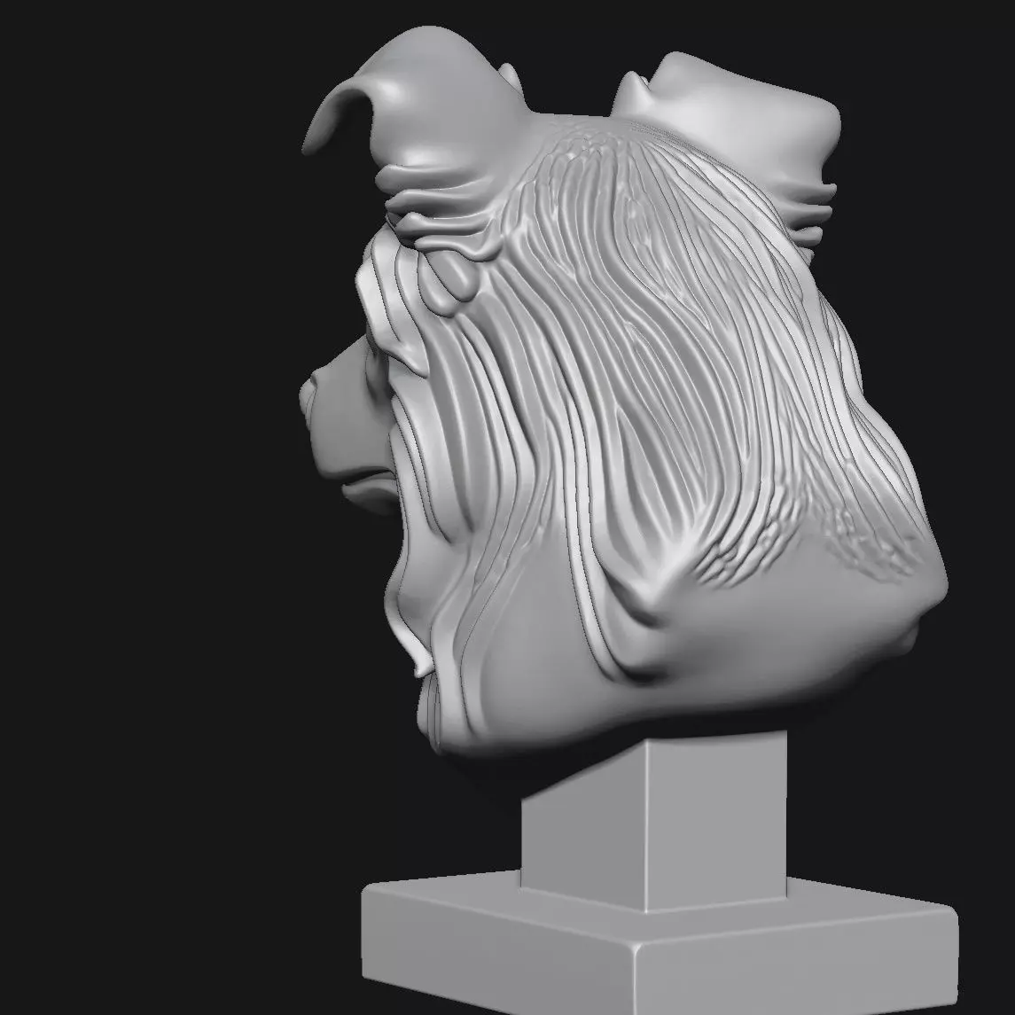 Dog head sculpture 3D print model_3