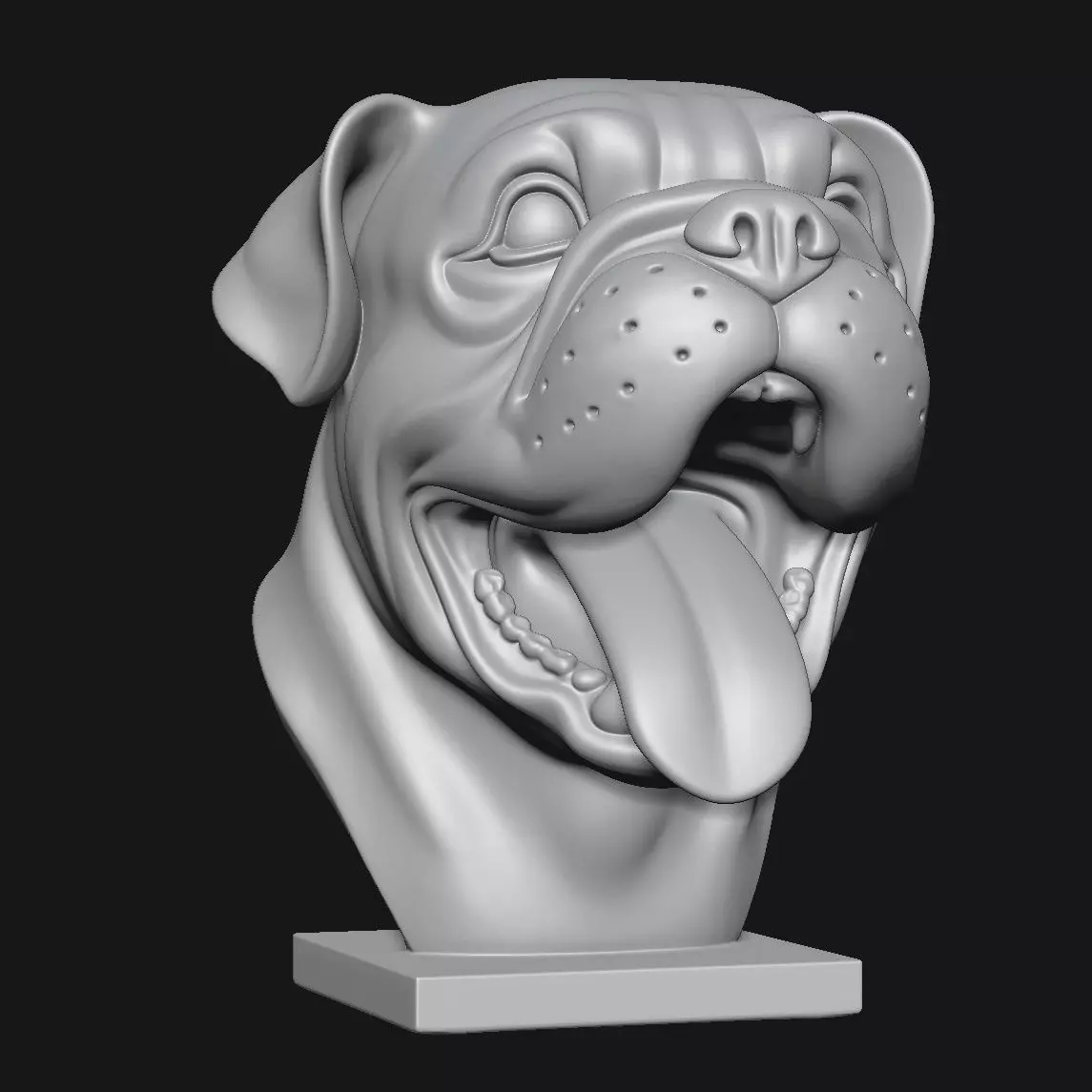 Dog head sculpture 3D print model_6