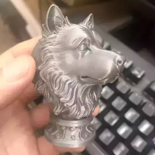 Samoyed head sculpture