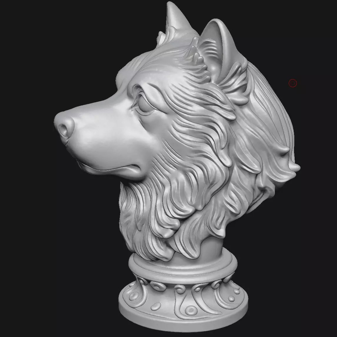 Samoyed head sculpture 3D print model_6