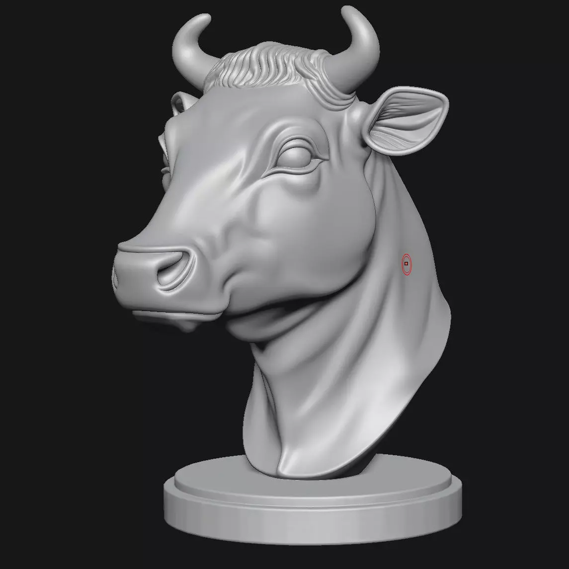 Cow head sculpture 3D print model_9