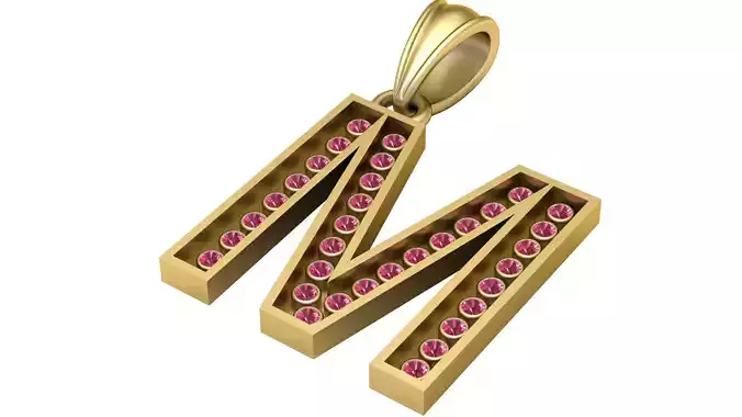 M ALPAHBETS PENDANT   3D PRINTABLE MODEL 