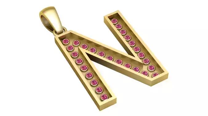 N ALPAHBETS PENDANT   3D PRINTABLE MODEL 