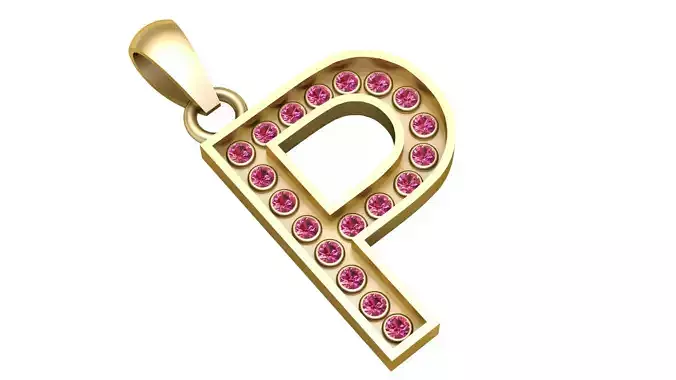 P ALPAHBETS PENDANT   3D PRINTABLE MODEL 