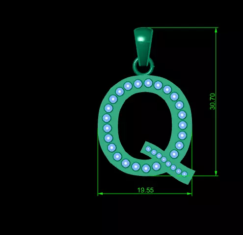 Q ALPAHBETS PENDANT   3D PRINTABLE MODEL  3D print model_4