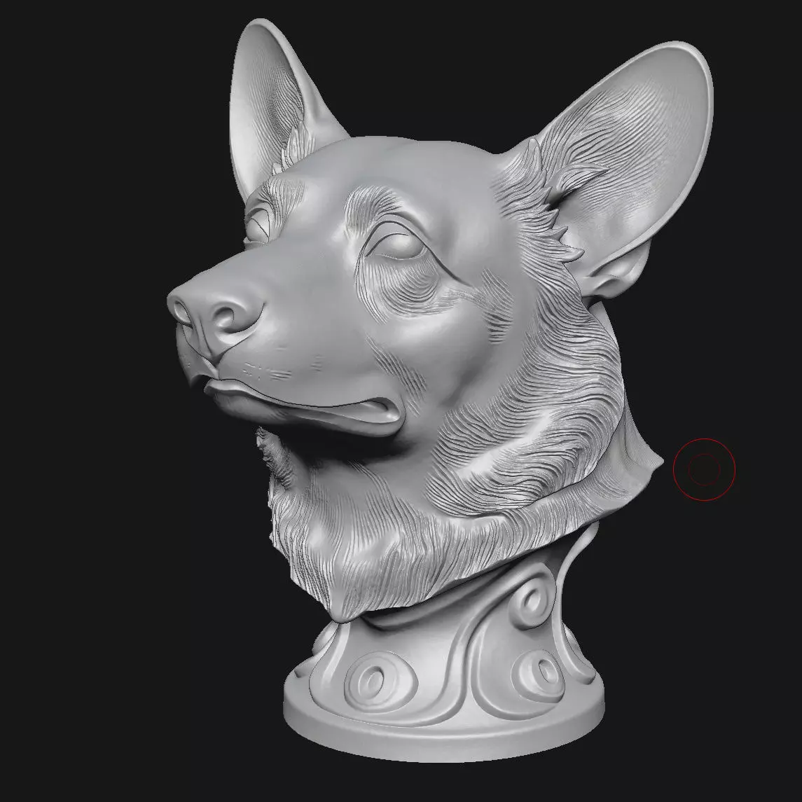 Corgi head sculpture 3D print model_16