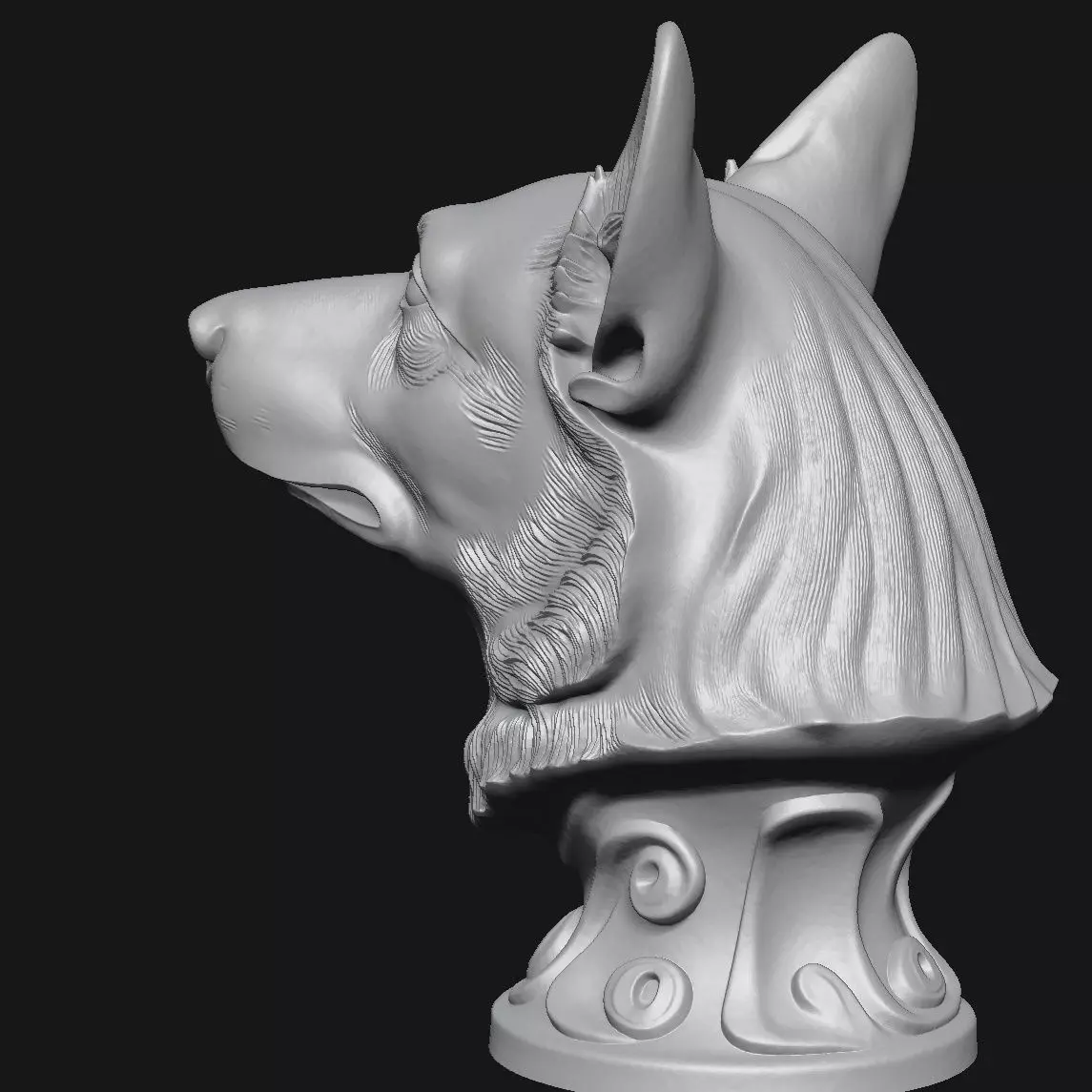 Corgi head sculpture 3D print model_9