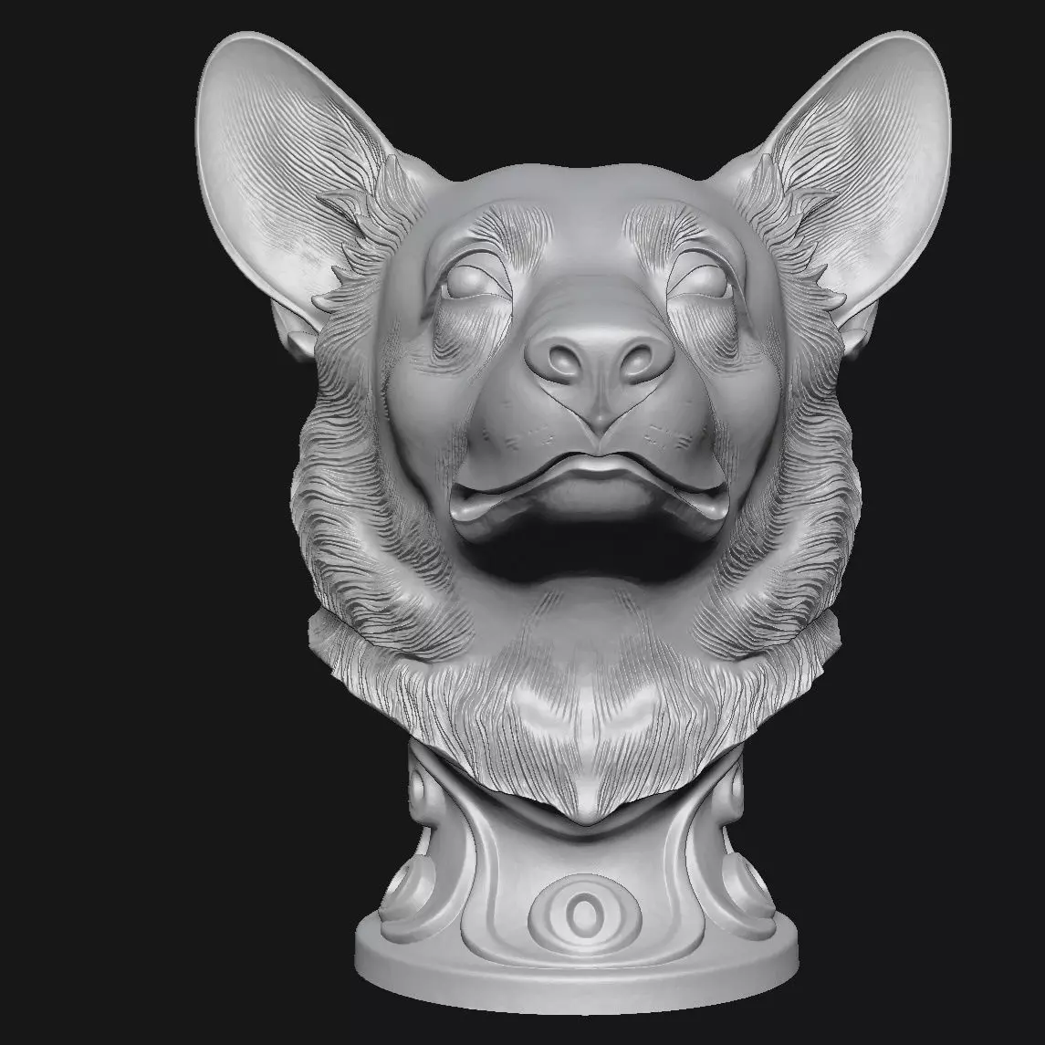 Corgi head sculpture 3D print model_7