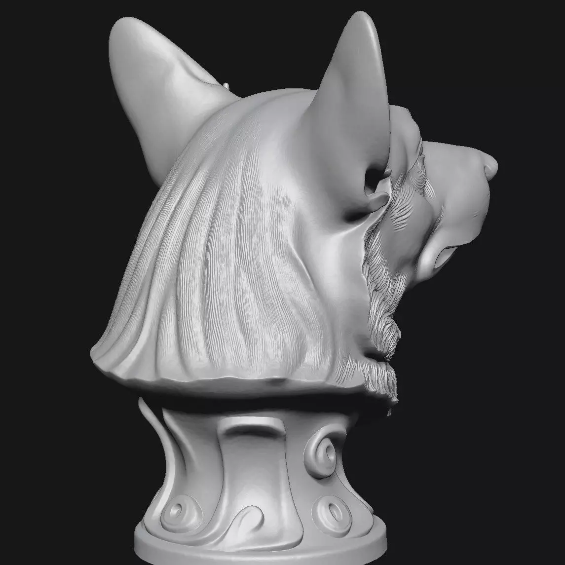 Corgi head sculpture 3D print model_11