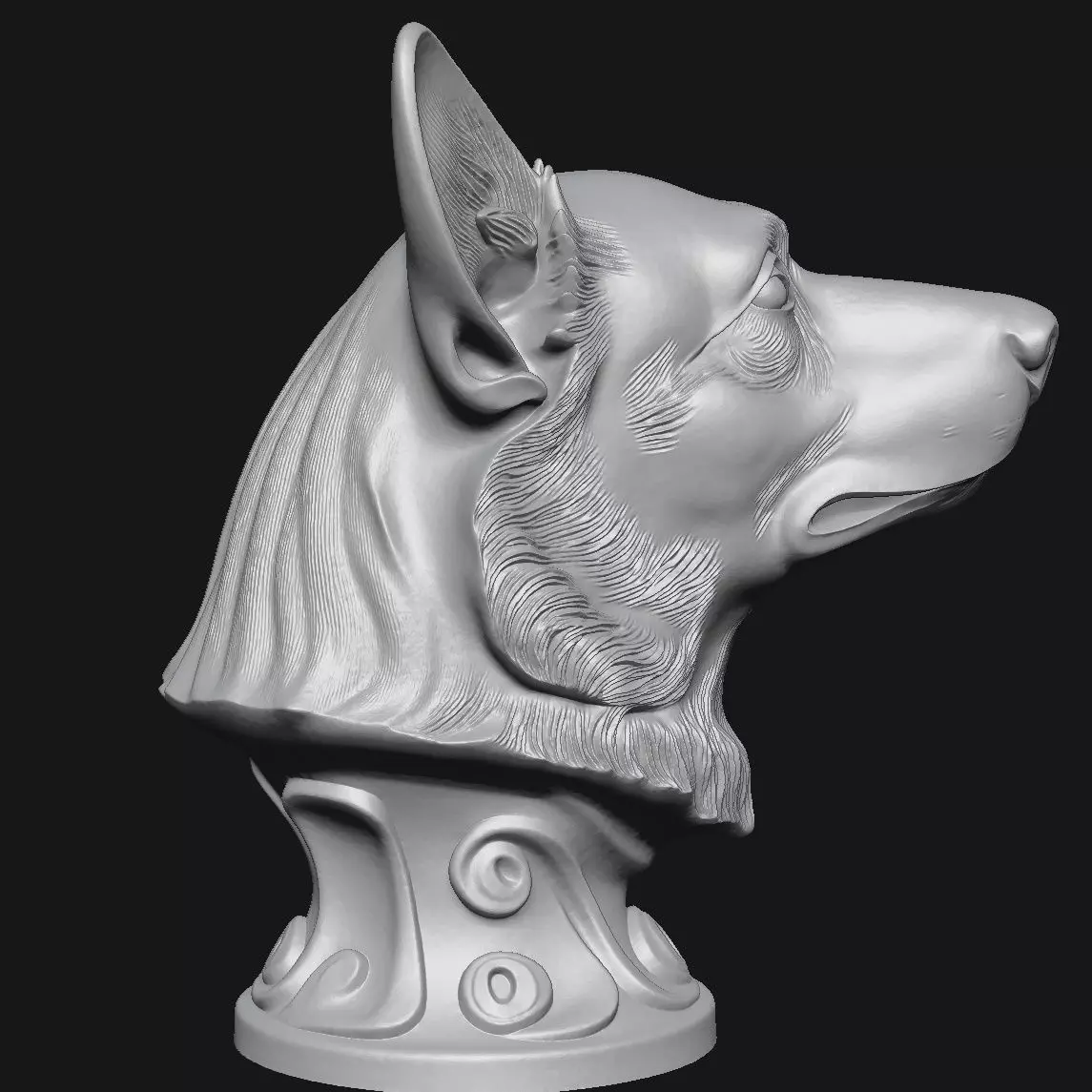 Corgi head sculpture 3D print model_12