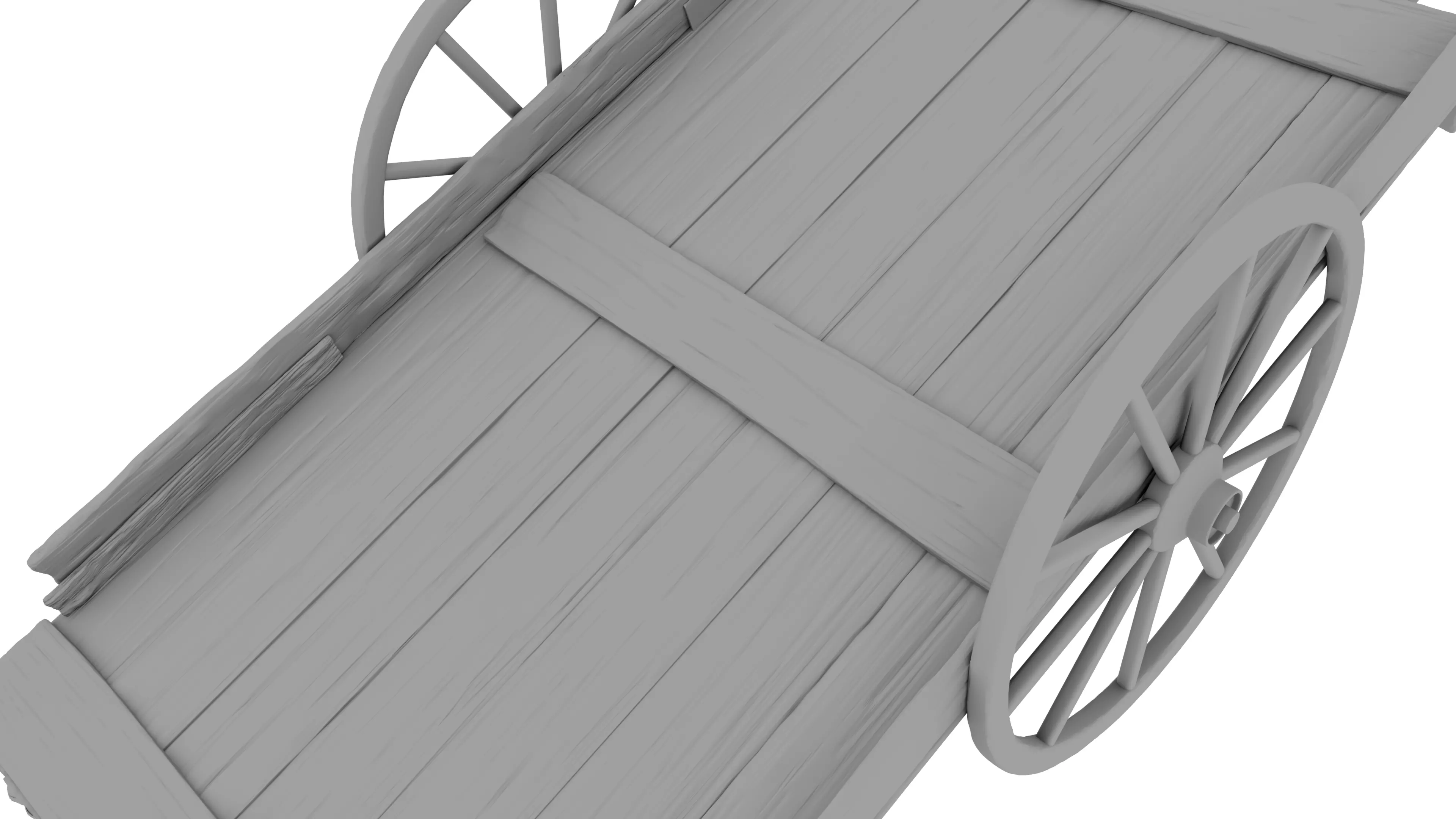 Medieval Wooden Cart Low-poly 3D model_6