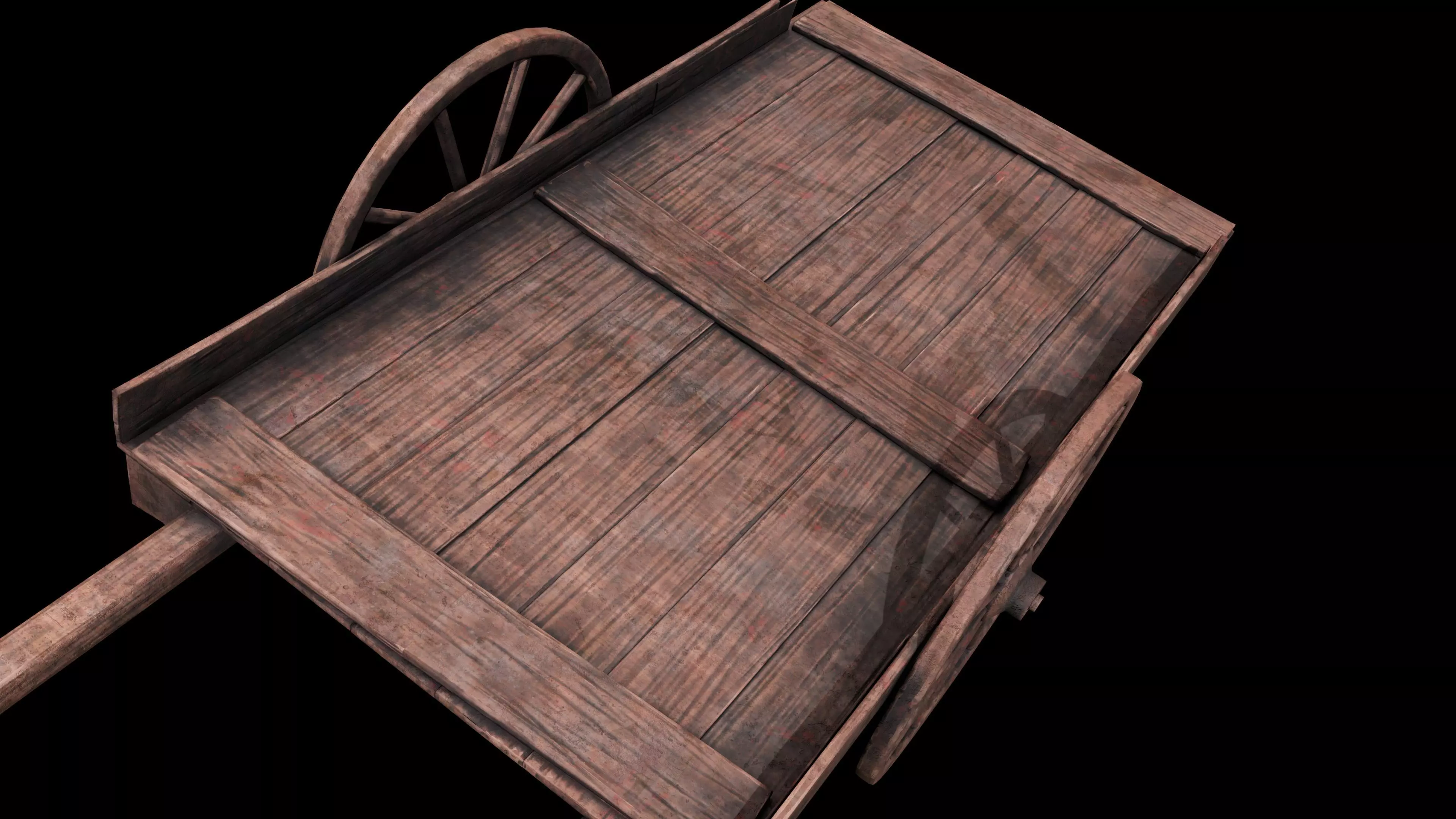 Medieval Wooden Cart Low-poly 3D model_0