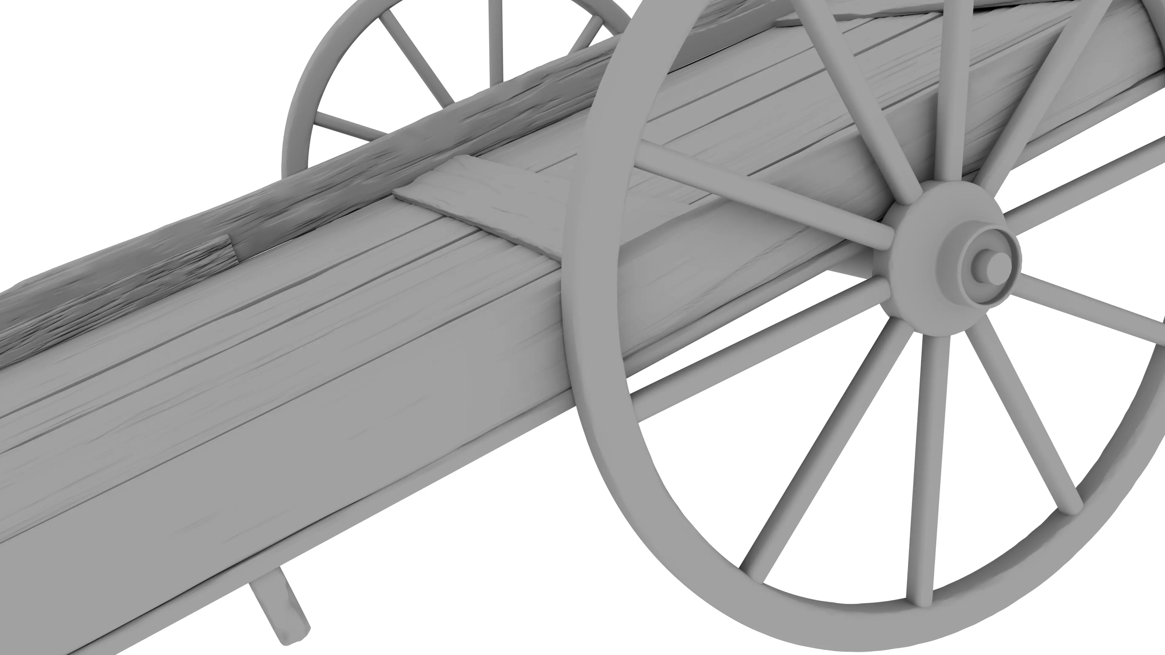 Medieval Wooden Cart Low-poly 3D model_7