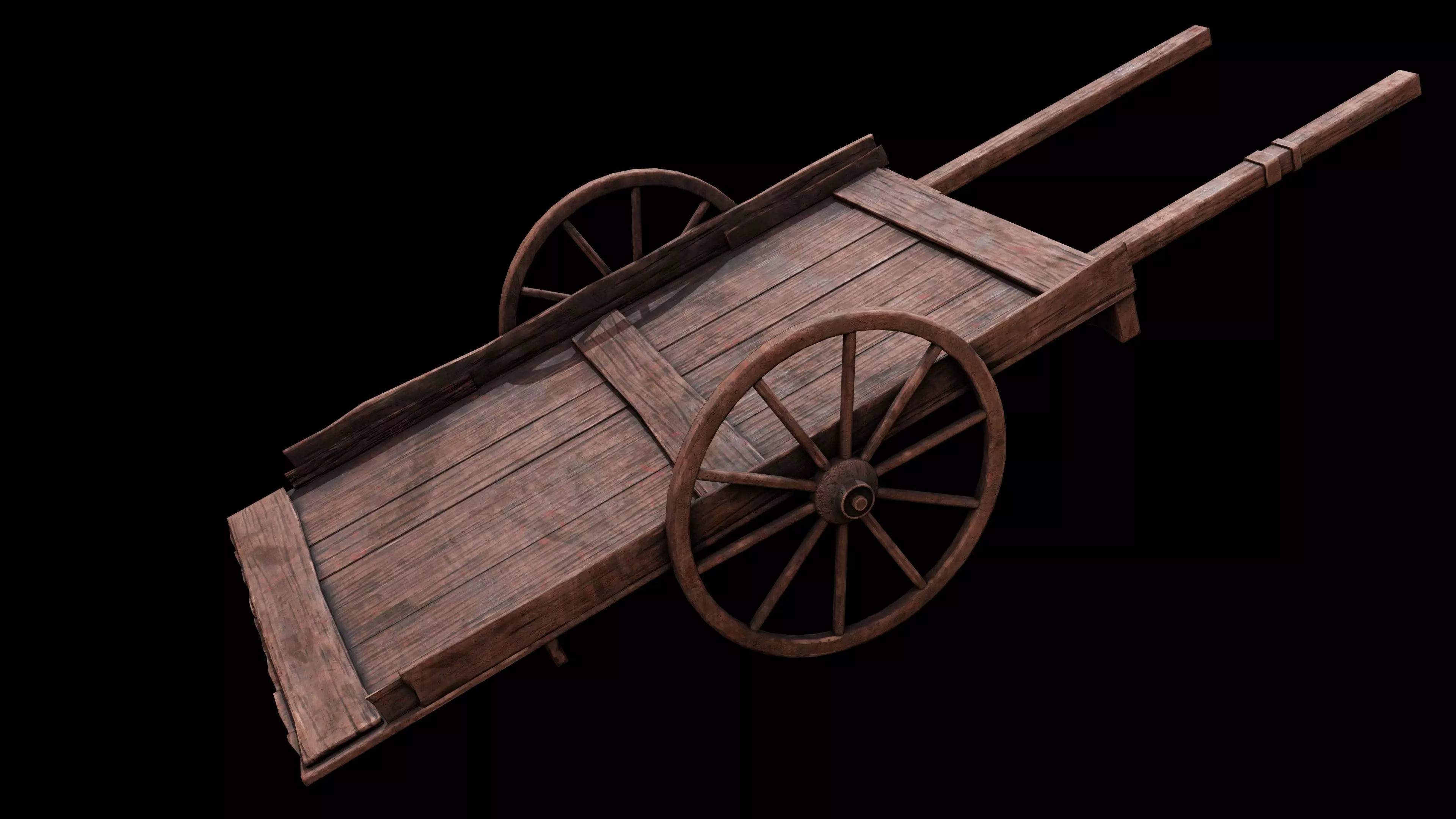 Medieval Wooden Cart Low-poly 3D model_1