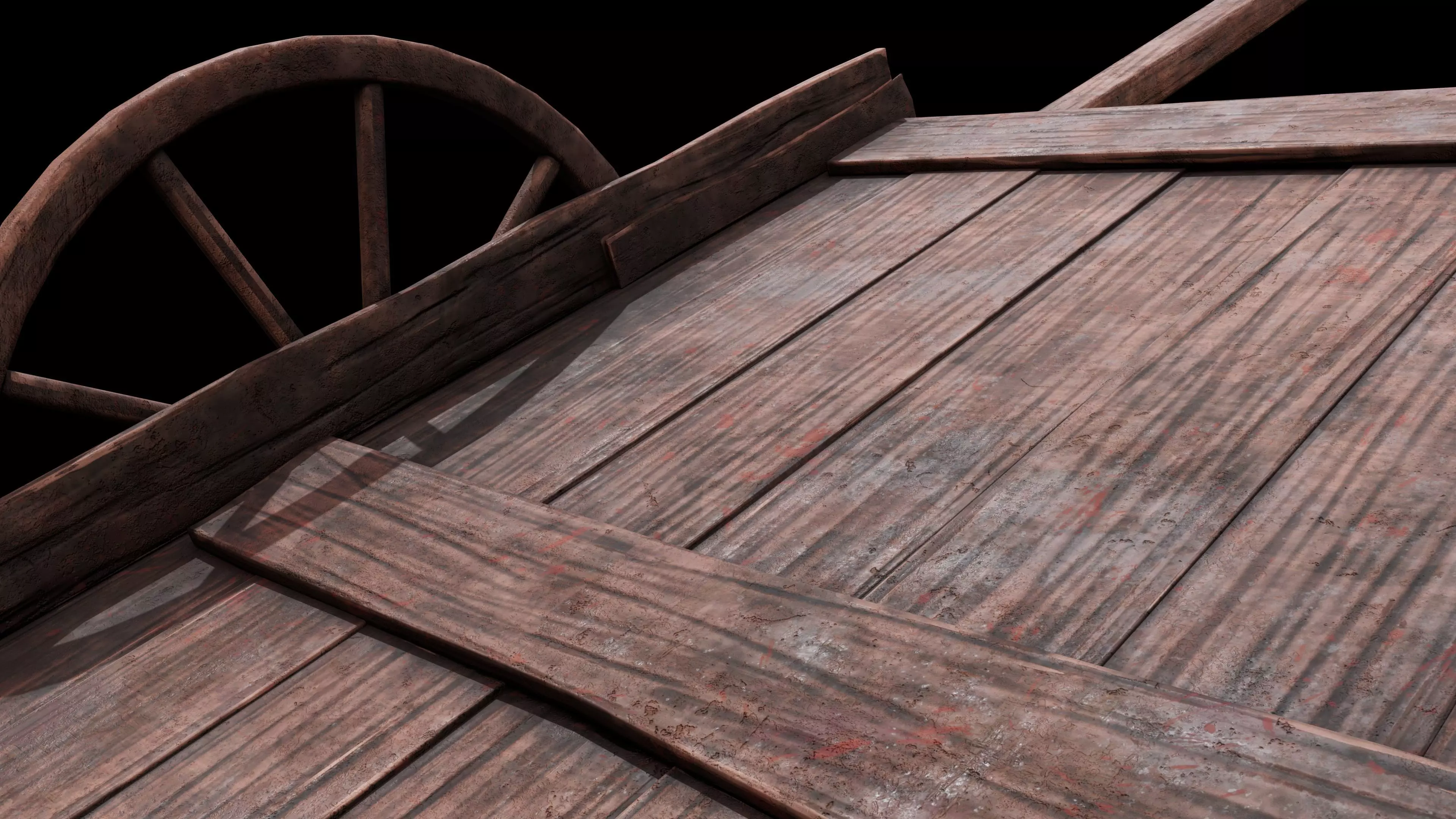 Medieval Wooden Cart Low-poly 3D model_2