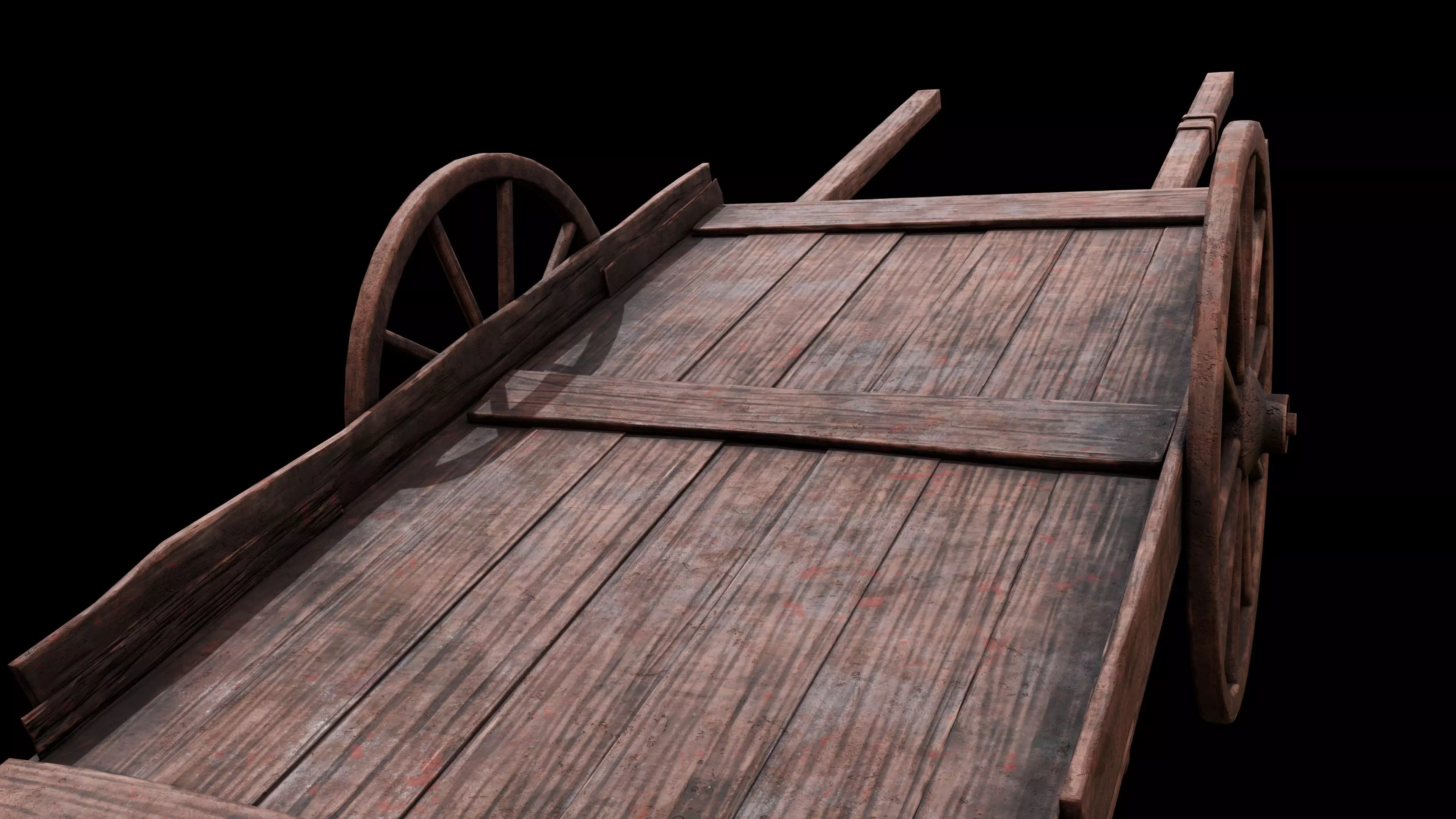 Medieval Wooden Cart Low-poly 3D model_3