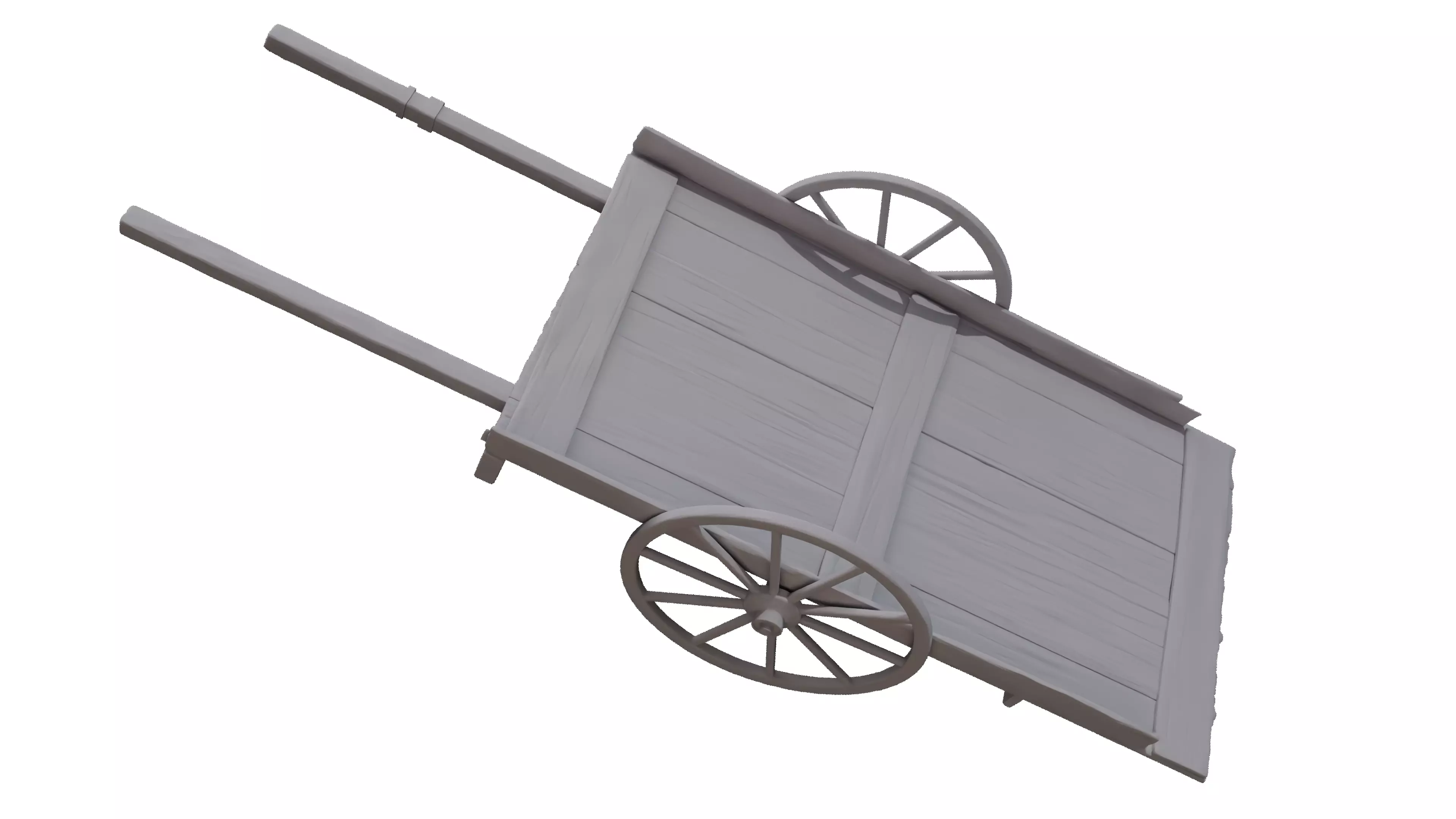 Medieval Wooden Cart Low-poly 3D model_5