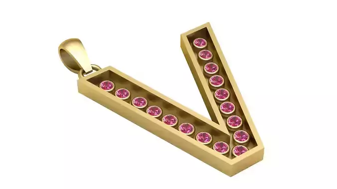 V ALPAHBETS PENDANT   3D PRINTABLE MODEL 