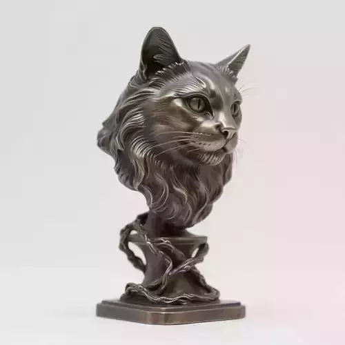 Cat head sculpture