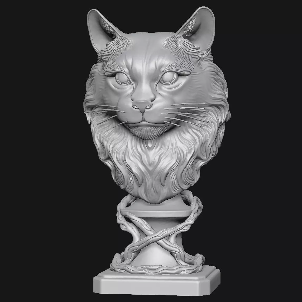 Cat head sculpture 3D print model_1