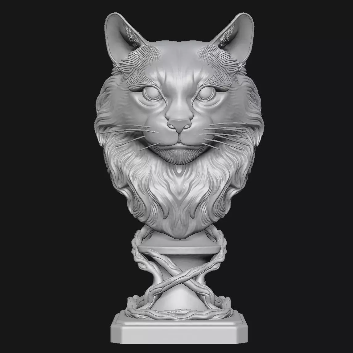 Cat head sculpture 3D print model_7