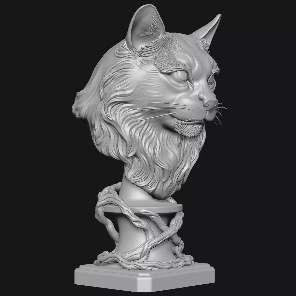 Cat head sculpture 3D print model_2