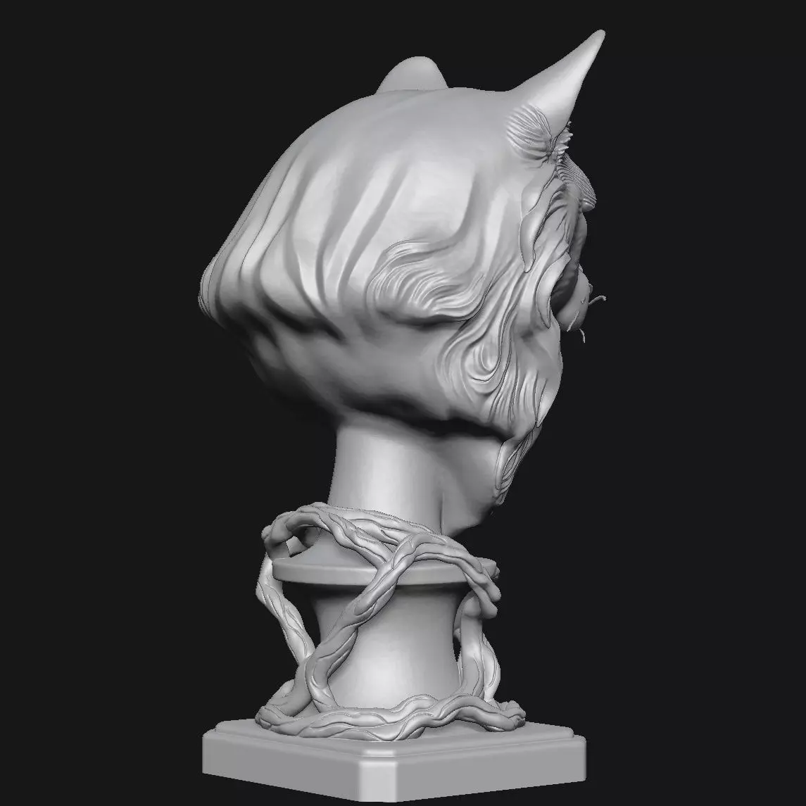 Cat head sculpture 3D print model_3