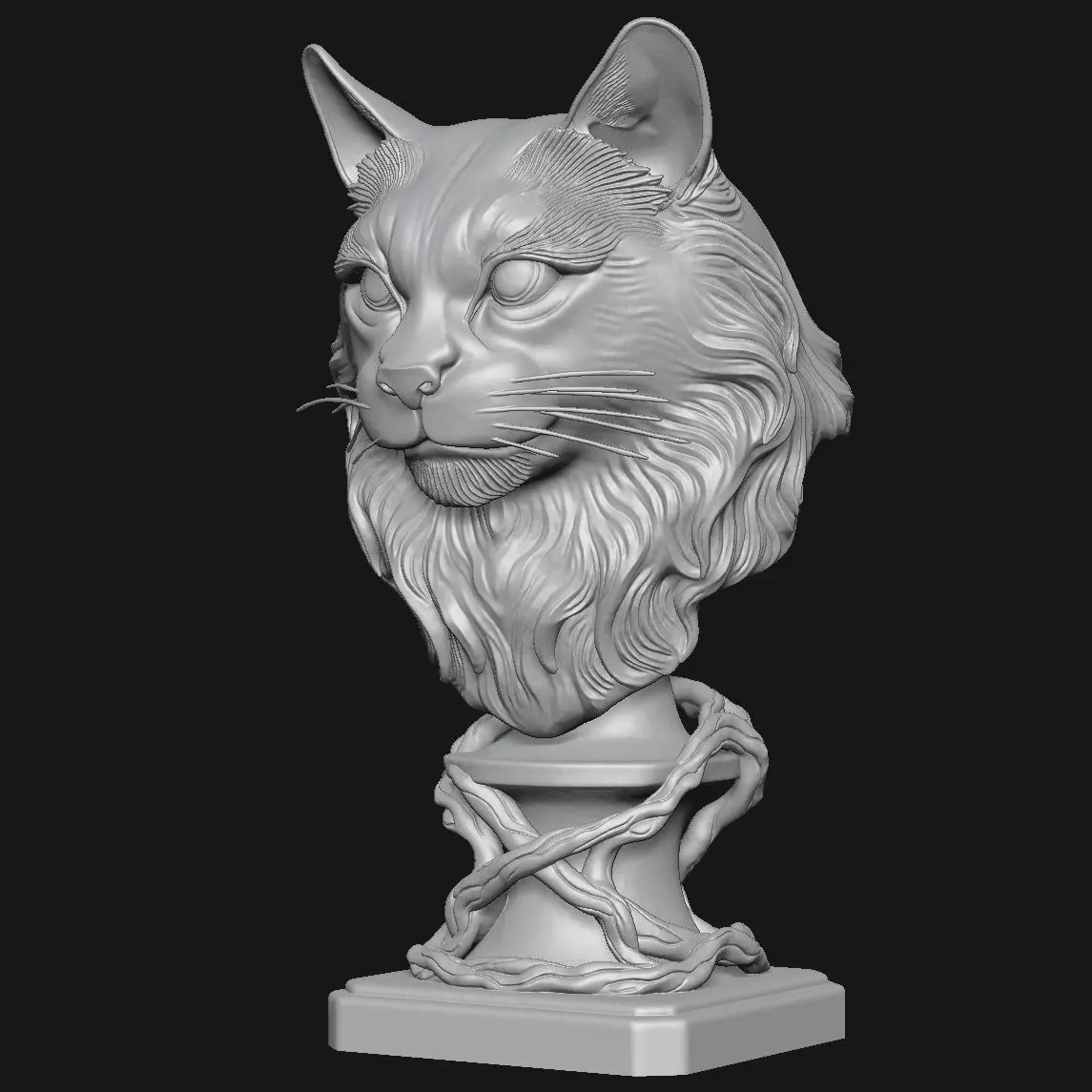 Cat head sculpture 3D print model_6