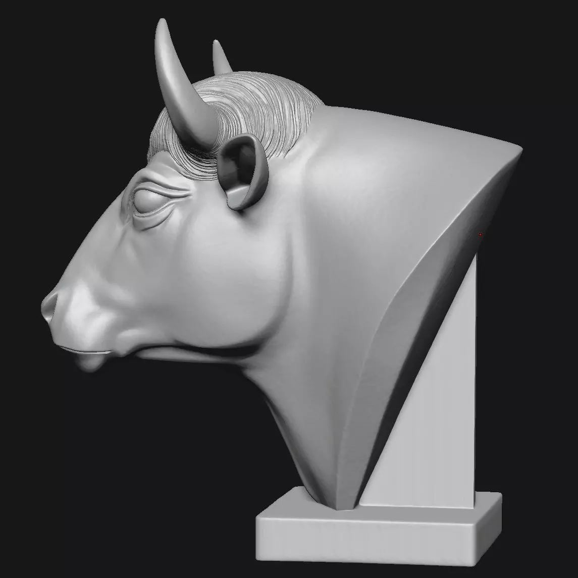 Bull head sculpture 3D print model_5