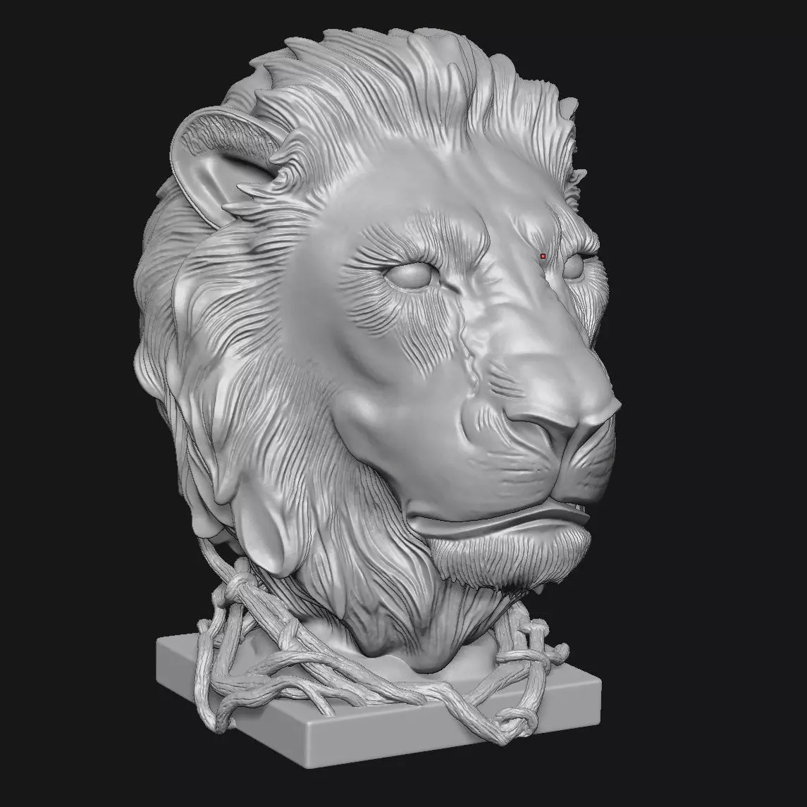 Lion head sculpture 3D print model_9