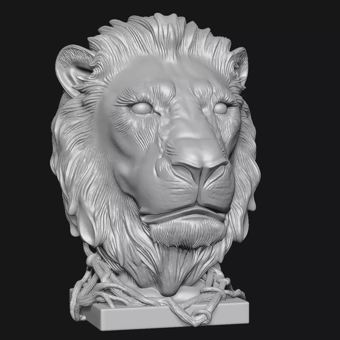 Lion head sculpture 3D print model_2