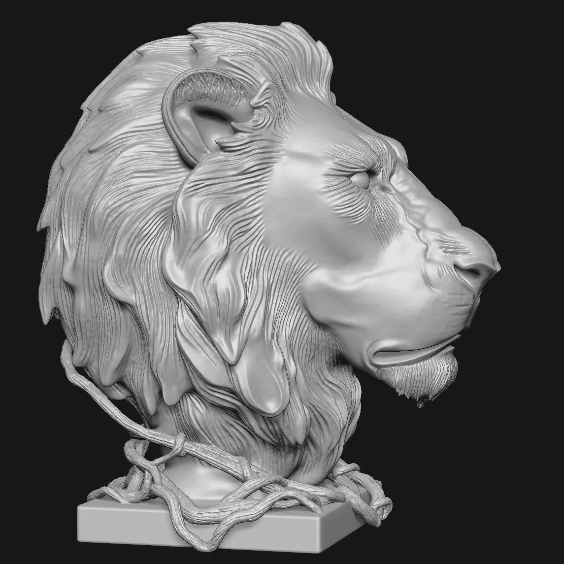 Lion head sculpture 3D print model_3