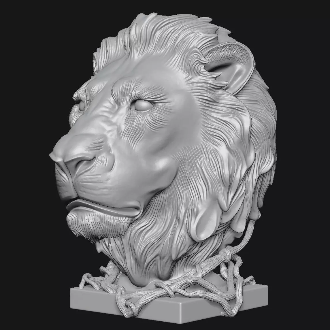 Lion head sculpture 3D print model_7