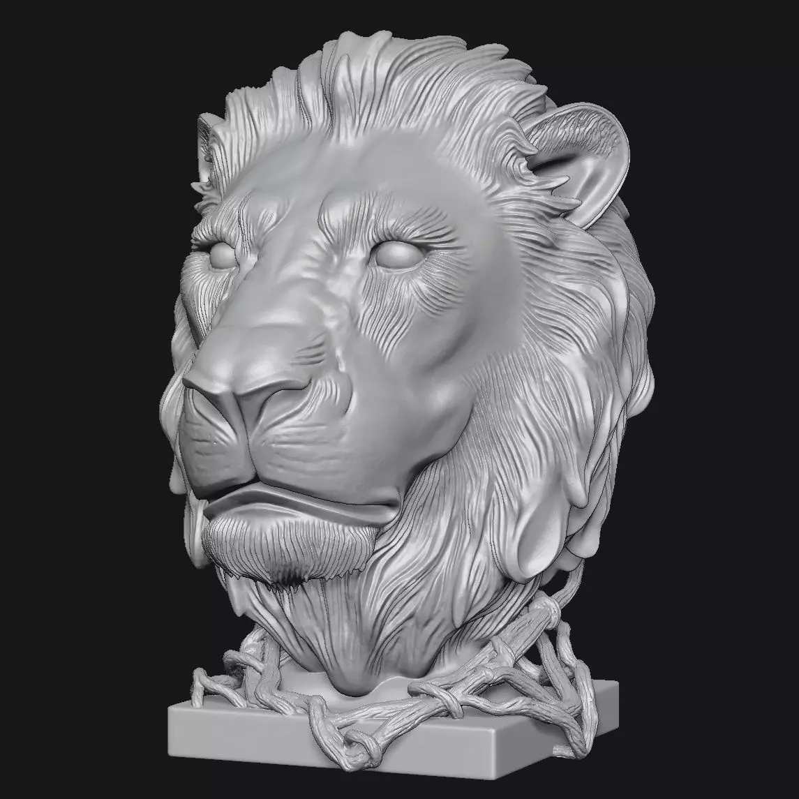 Lion head sculpture 3D print model_1
